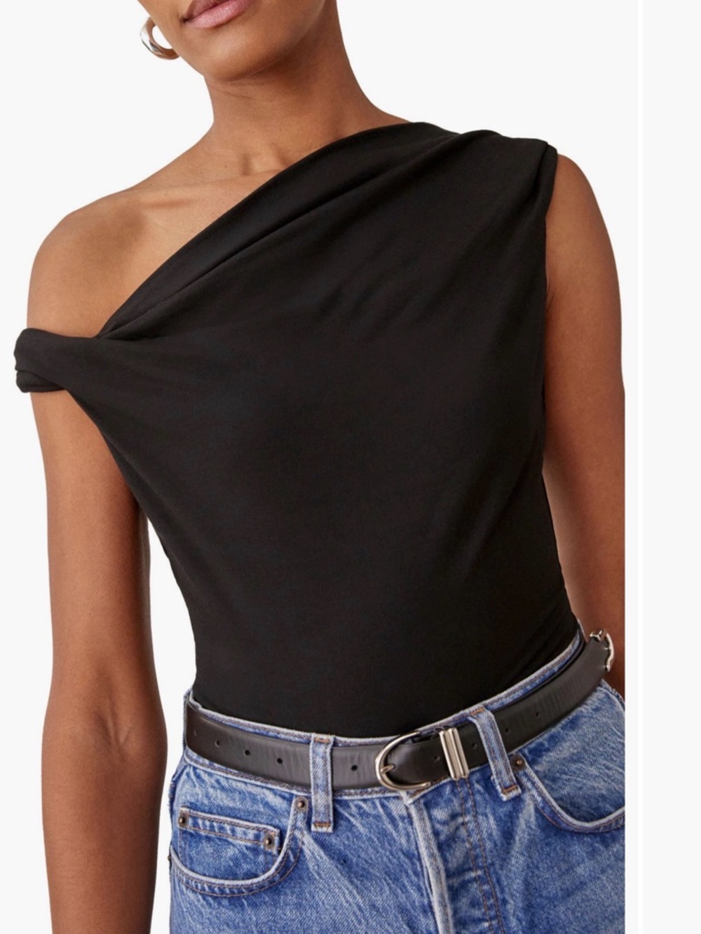 Reformation Black Asymmetrical One-Shoulder Camisole
